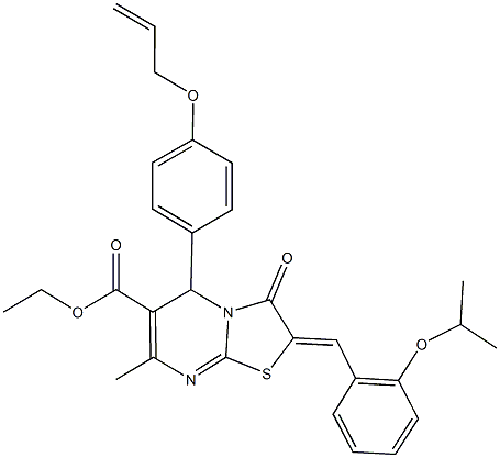 ethyl 5-[4-(allyloxy)phenyl]-2-(2-isopropoxybenzylidene)-7-methyl-3-oxo-2,3-dihydro-5H-[1,3]thiazolo[3,2-a]pyrimidine-6-carboxylate Struktur