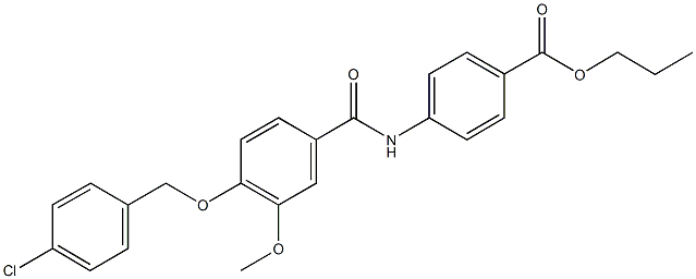 propyl 4-({4-[(4-chlorobenzyl)oxy]-3-methoxybenzoyl}amino)benzoate Struktur