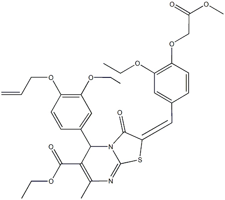 ethyl 5-[4-(allyloxy)-3-ethoxyphenyl]-2-[3-ethoxy-4-(2-methoxy-2-oxoethoxy)benzylidene]-7-methyl-3-oxo-2,3-dihydro-5H-[1,3]thiazolo[3,2-a]pyrimidine-6-carboxylate Struktur