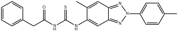 N-[6-methyl-2-(4-methylphenyl)-2H-1,2,3-benzotriazol-5-yl]-N'-(phenylacetyl)thiourea Struktur