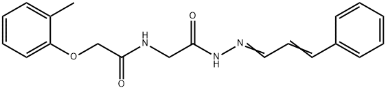 2-(2-methylphenoxy)-N-{2-oxo-2-[2-(3-phenyl-2-propenylidene)hydrazino]ethyl}acetamide Struktur