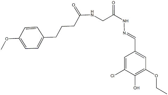 N-{2-[2-(3-chloro-5-ethoxy-4-hydroxybenzylidene)hydrazino]-2-oxoethyl}-4-(4-methoxyphenyl)butanamide Struktur