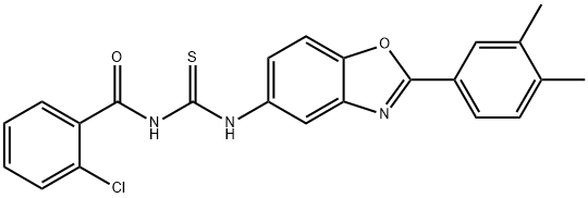 N-(2-chlorobenzoyl)-N'-[2-(3,4-dimethylphenyl)-1,3-benzoxazol-5-yl]thiourea Struktur