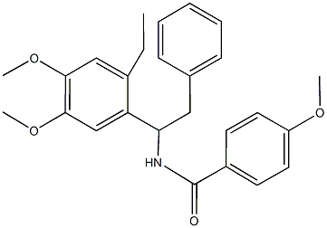 N-[1-(2-ethyl-4,5-dimethoxyphenyl)-2-phenylethyl]-4-methoxybenzamide Struktur