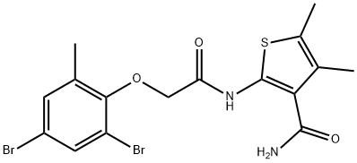 2-{[(2,4-dibromo-6-methylphenoxy)acetyl]amino}-4,5-dimethyl-3-thiophenecarboxamide Struktur