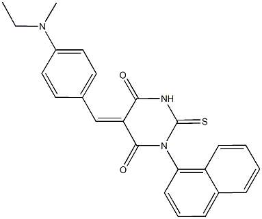 5-{4-[ethyl(methyl)amino]benzylidene}-1-(1-naphthyl)-2-thioxodihydro-4,6(1H,5H)-pyrimidinedione Struktur