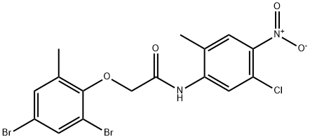 N-{5-chloro-4-nitro-2-methylphenyl}-2-(2,4-dibromo-6-methylphenoxy)acetamide Struktur