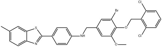 N-{3-bromo-4-[(2,6-dichlorobenzyl)oxy]-5-methoxybenzyl}-N-[4-(6-methyl-1,3-benzothiazol-2-yl)phenyl]amine Struktur