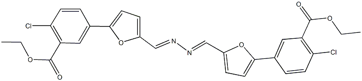 ethyl 2-chloro-5-{5-[2-({5-[4-chloro-3-(ethoxycarbonyl)phenyl]-2-furyl}methylene)carbohydrazonoyl]-2-furyl}benzoate Struktur