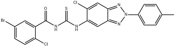 N-(5-bromo-2-chlorobenzoyl)-N'-[6-chloro-2-(4-methylphenyl)-2H-1,2,3-benzotriazol-5-yl]thiourea Struktur