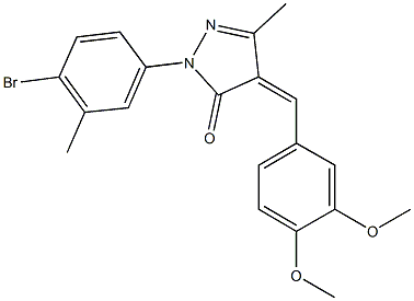 2-(4-bromo-3-methylphenyl)-4-(3,4-dimethoxybenzylidene)-5-methyl-2,4-dihydro-3H-pyrazol-3-one Struktur