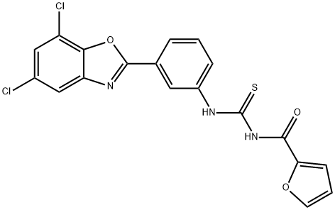 N-[3-(5,7-dichloro-1,3-benzoxazol-2-yl)phenyl]-N'-(2-furoyl)thiourea Struktur