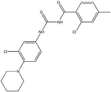 N-(2-chloro-4-methylbenzoyl)-N'-[3-chloro-4-(1-piperidinyl)phenyl]thiourea Struktur