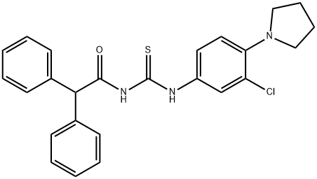 N-[3-chloro-4-(1-pyrrolidinyl)phenyl]-N'-(diphenylacetyl)thiourea Struktur