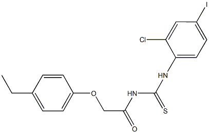 N-(2-chloro-4-iodophenyl)-N'-[(4-ethylphenoxy)acetyl]thiourea Struktur