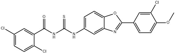 N-[2-(3-chloro-4-methoxyphenyl)-1,3-benzoxazol-5-yl]-N'-(2,5-dichlorobenzoyl)thiourea Struktur