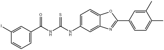 N-[2-(3,4-dimethylphenyl)-1,3-benzoxazol-5-yl]-N'-(3-iodobenzoyl)thiourea Struktur