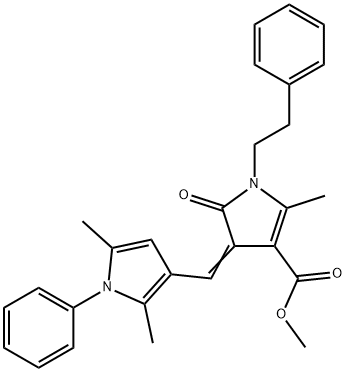 methyl 4-[(2,5-dimethyl-1-phenyl-1H-pyrrol-3-yl)methylene]-2-methyl-5-oxo-1-(2-phenylethyl)-4,5-dihydro-1H-pyrrole-3-carboxylate Struktur