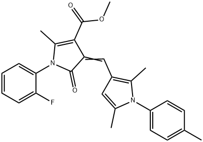 methyl 4-{[2,5-dimethyl-1-(4-methylphenyl)-1H-pyrrol-3-yl]methylene}-1-(2-fluorophenyl)-2-methyl-5-oxo-4,5-dihydro-1H-pyrrole-3-carboxylate Struktur