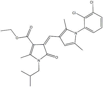 ethyl 4-{[1-(2,3-dichlorophenyl)-2,5-dimethyl-1H-pyrrol-3-yl]methylene}-1-isobutyl-2-methyl-5-oxo-4,5-dihydro-1H-pyrrole-3-carboxylate Struktur