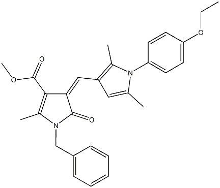 methyl 1-benzyl-4-{[1-(4-ethoxyphenyl)-2,5-dimethyl-1H-pyrrol-3-yl]methylene}-2-methyl-5-oxo-4,5-dihydro-1H-pyrrole-3-carboxylate Struktur