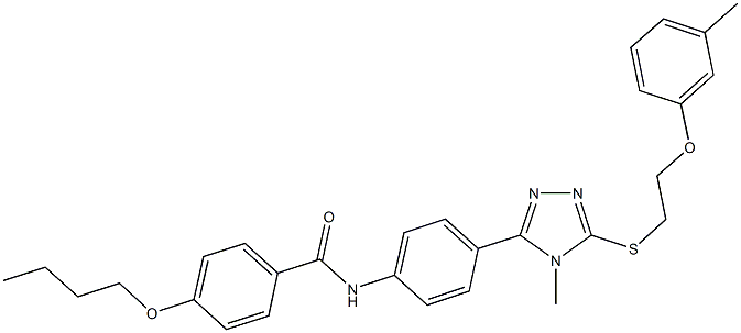 4-butoxy-N-[4-(4-methyl-5-{[2-(3-methylphenoxy)ethyl]sulfanyl}-4H-1,2,4-triazol-3-yl)phenyl]benzamide Struktur