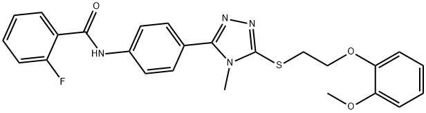 2-fluoro-N-[4-(5-{[2-(2-methoxyphenoxy)ethyl]sulfanyl}-4-methyl-4H-1,2,4-triazol-3-yl)phenyl]benzamide Struktur