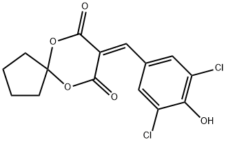 8-(3,5-dichloro-4-hydroxybenzylidene)-6,10-dioxaspiro[4.5]decane-7,9-dione Struktur