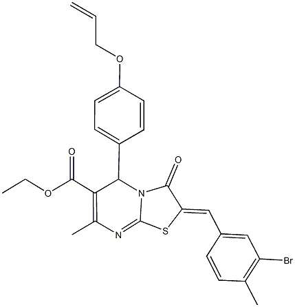 ethyl 5-[4-(allyloxy)phenyl]-2-(3-bromo-4-methylbenzylidene)-7-methyl-3-oxo-2,3-dihydro-5H-[1,3]thiazolo[3,2-a]pyrimidine-6-carboxylate Struktur