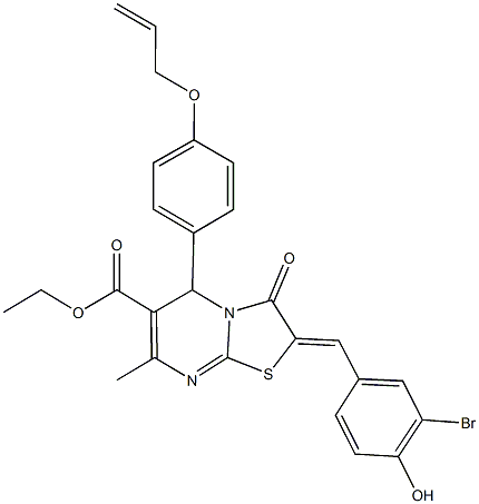 ethyl 5-[4-(allyloxy)phenyl]-2-(3-bromo-4-hydroxybenzylidene)-7-methyl-3-oxo-2,3-dihydro-5H-[1,3]thiazolo[3,2-a]pyrimidine-6-carboxylate Struktur