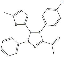 1-[4-(4-fluorophenyl)-5-(5-methyl-2-thienyl)-1-phenyl-4,5-dihydro-1H-1,2,4-triazol-3-yl]ethanone Struktur