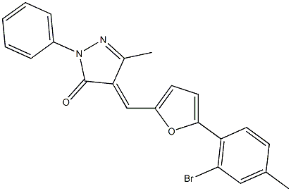 4-{[5-(2-bromo-4-methylphenyl)-2-furyl]methylene}-5-methyl-2-phenyl-2,4-dihydro-3H-pyrazol-3-one Struktur