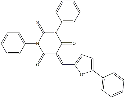 1,3-diphenyl-5-[(5-phenylfuran-2-yl)methylidene]-2-thioxodihydropyrimidine-4,6(1H,5H)-dione Struktur