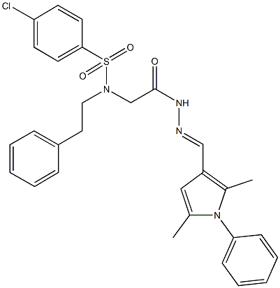 4-chloro-N-(2-{2-[(2,5-dimethyl-1-phenyl-1H-pyrrol-3-yl)methylene]hydrazino}-2-oxoethyl)-N-(2-phenylethyl)benzenesulfonamide Struktur