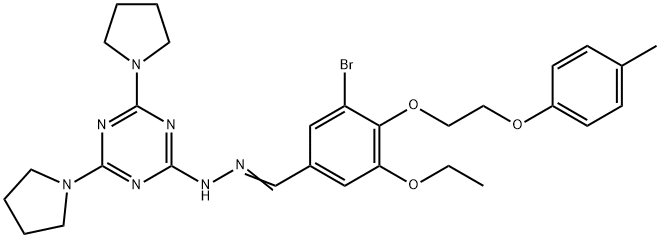 3-bromo-5-ethoxy-4-[2-(4-methylphenoxy)ethoxy]benzaldehyde (4,6-dipyrrolidin-1-yl-1,3,5-triazin-2-yl)hydrazone Struktur