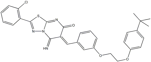 6-{3-[2-(4-tert-butylphenoxy)ethoxy]benzylidene}-2-(2-chlorophenyl)-5-imino-5,6-dihydro-7H-[1,3,4]thiadiazolo[3,2-a]pyrimidin-7-one Struktur