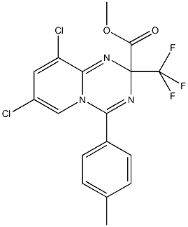 methyl 7,9-dichloro-4-(4-methylphenyl)-2-(trifluoromethyl)-2H-pyrido[1,2-a][1,3,5]triazine-2-carboxylate Struktur