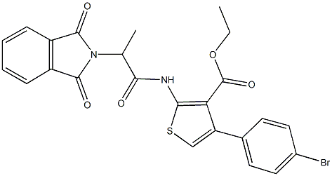 ethyl 4-(4-bromophenyl)-2-{[2-(1,3-dioxo-1,3-dihydro-2H-isoindol-2-yl)propanoyl]amino}-3-thiophenecarboxylate Struktur