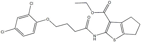 ethyl 2-{[4-(2,4-dichlorophenoxy)butanoyl]amino}-5,6-dihydro-4H-cyclopenta[b]thiophene-3-carboxylate Struktur