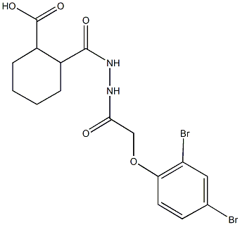 2-({2-[(2,4-dibromophenoxy)acetyl]hydrazino}carbonyl)cyclohexanecarboxylic acid Struktur