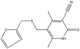 5-{[(2-furylmethyl)sulfanyl]methyl}-4,6-dimethyl-2-oxo-1,2-dihydropyridine-3-carbonitrile Struktur