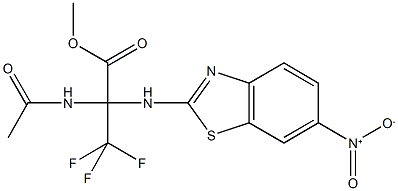 methyl 2-(acetylamino)-3,3,3-trifluoro-2-({6-nitro-1,3-benzothiazol-2-yl}amino)propanoate Struktur