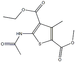 4-ethyl 2-methyl 5-(acetylamino)-3-methyl-2,4-thiophenedicarboxylate Struktur