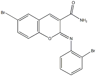 6-bromo-2-[(2-bromophenyl)imino]-2H-chromene-3-carboxamide Struktur