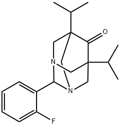 2-(2-fluorophenyl)-5,7-diisopropyl-1,3-diazatricyclo[3.3.1.1~3,7~]decan-6-one Struktur