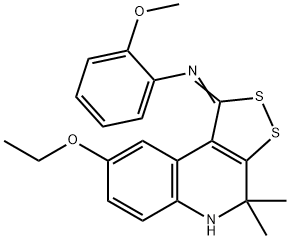 N-(8-ethoxy-4,4-dimethyl-4,5-dihydro-1H-[1,2]dithiolo[3,4-c]quinolin-1-ylidene)-N-(2-methoxyphenyl)amine Struktur