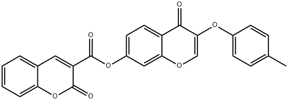 3-(4-methylphenoxy)-4-oxo-4H-chromen-7-yl 2-oxo-2H-chromene-3-carboxylate Struktur