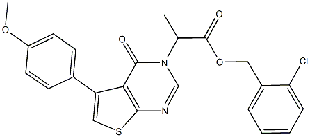 2-chlorobenzyl 2-(5-(4-methoxyphenyl)-4-oxothieno[2,3-d]pyrimidin-3(4H)-yl)propanoate Struktur