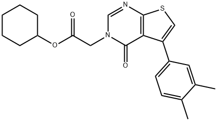 cyclohexyl (5-(3,4-dimethylphenyl)-4-oxothieno[2,3-d]pyrimidin-3(4H)-yl)acetate Struktur