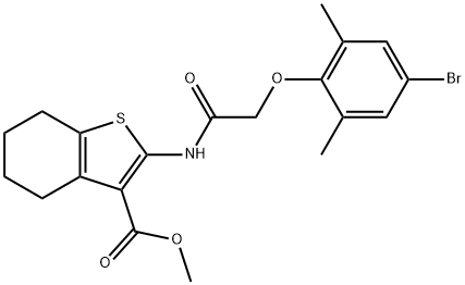 methyl 2-{[(4-bromo-2,6-dimethylphenoxy)acetyl]amino}-4,5,6,7-tetrahydro-1-benzothiophene-3-carboxylate Struktur